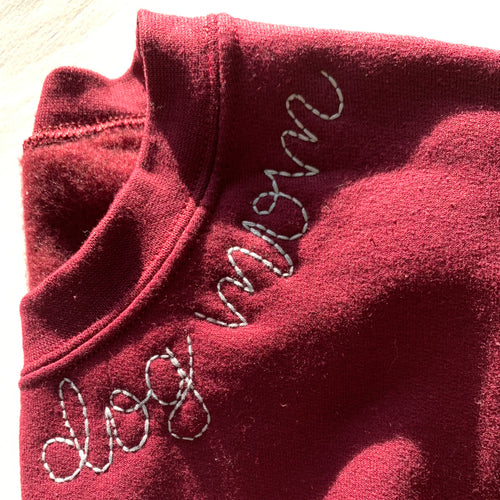 Maroon Small Dog Mom Embroidered Sweatshirt