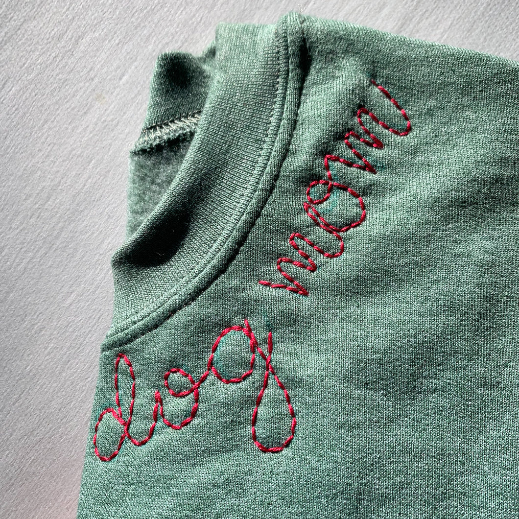 Heather Green Medium Dog Mom Embroidered Sweatshirt